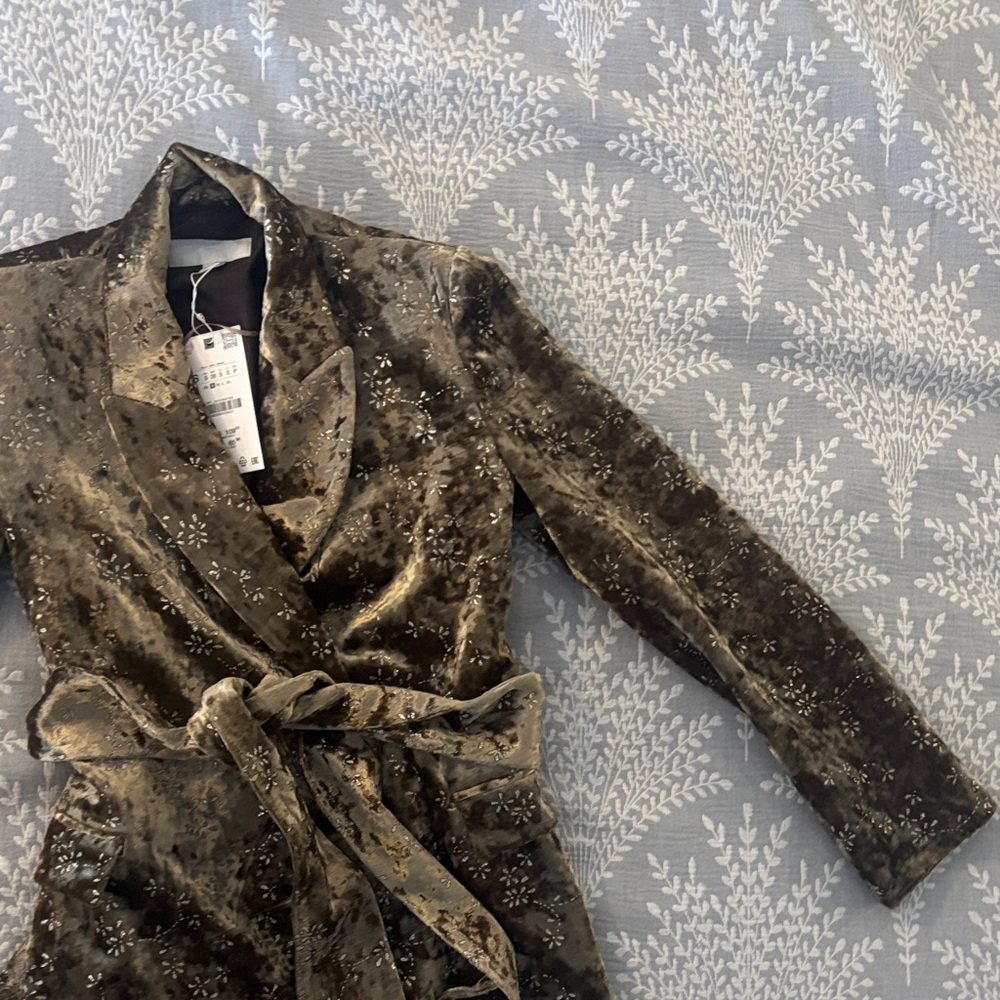 Zara Olive Velvet Blazer NWT
